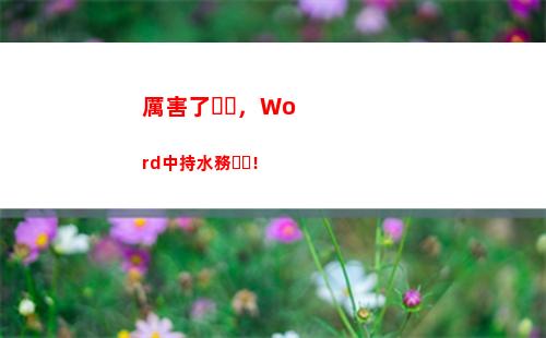 厲害了，Word中持水務！(厲害了)